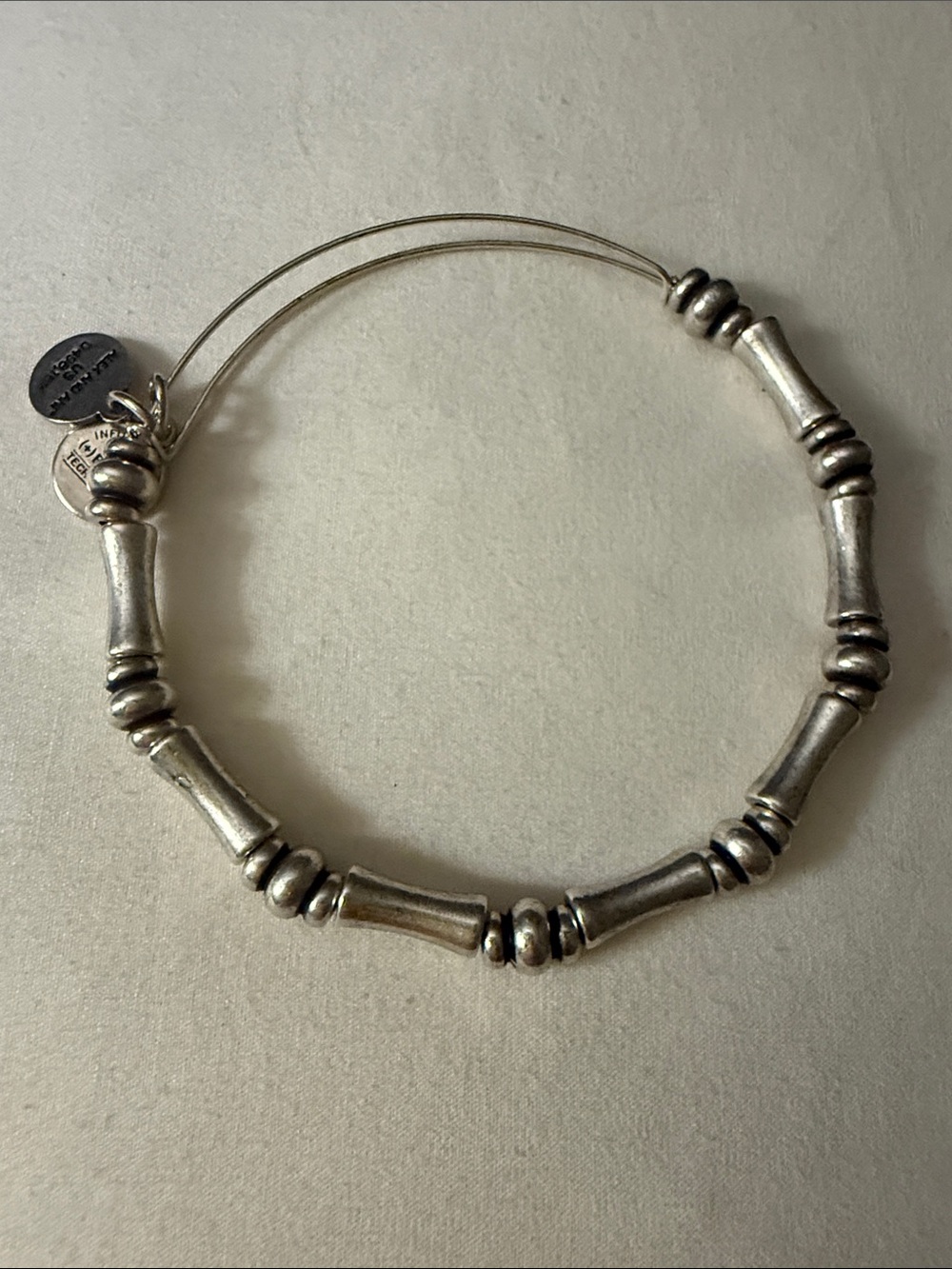 Alex and Ani Silver Bamboo-Inspired Bead Bangle Bracelet